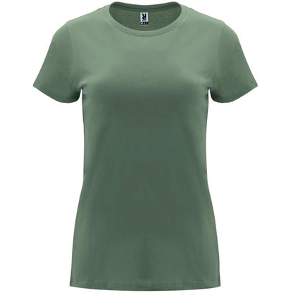 Camiseta manga corta CAPRI en color verde laurel — estampación y bordado de tu diseño