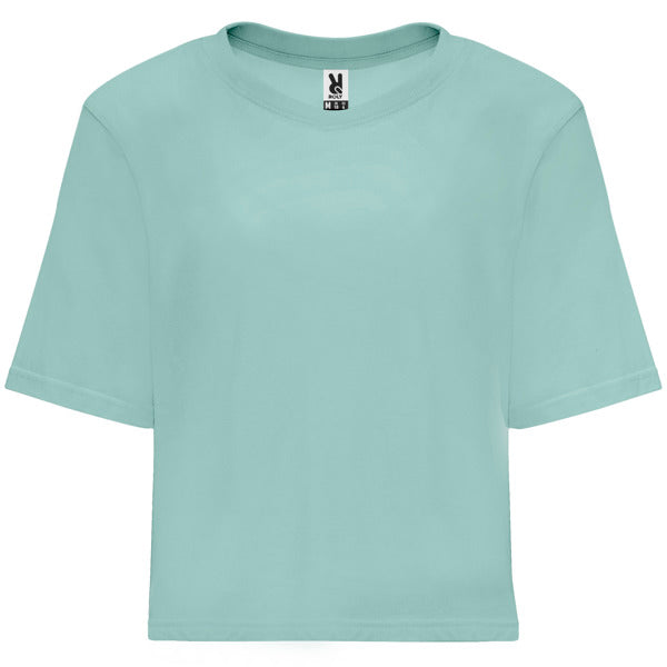 Camiseta manga corta DOMINICA en color azul lavado — estampación y bordado de tu diseño
