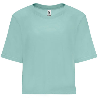 Camiseta manga corta DOMINICA en color azul lavado — estampación y bordado de tu diseño