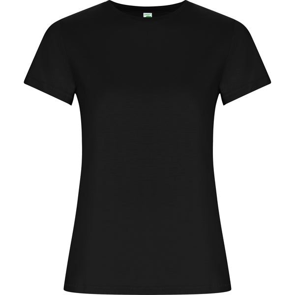 Camiseta manga corta GOLDEN WOMAN en color negro — estampación y bordado de tu diseño