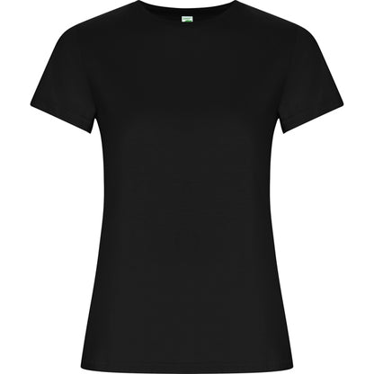 Camiseta manga corta GOLDEN WOMAN en color negro — estampación y bordado de tu diseño
