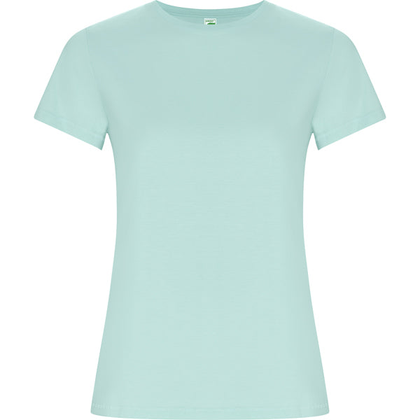 Camiseta manga corta GOLDEN WOMAN en color verde menta, personalización a medida en Crea41