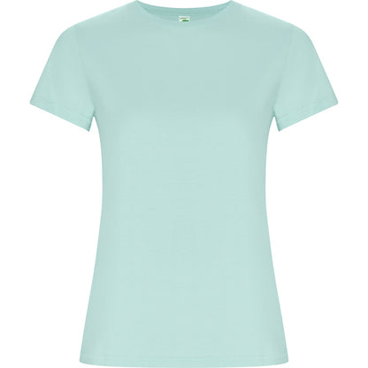 Camiseta manga corta GOLDEN WOMAN en color verde menta, personalización a medida en Crea41
