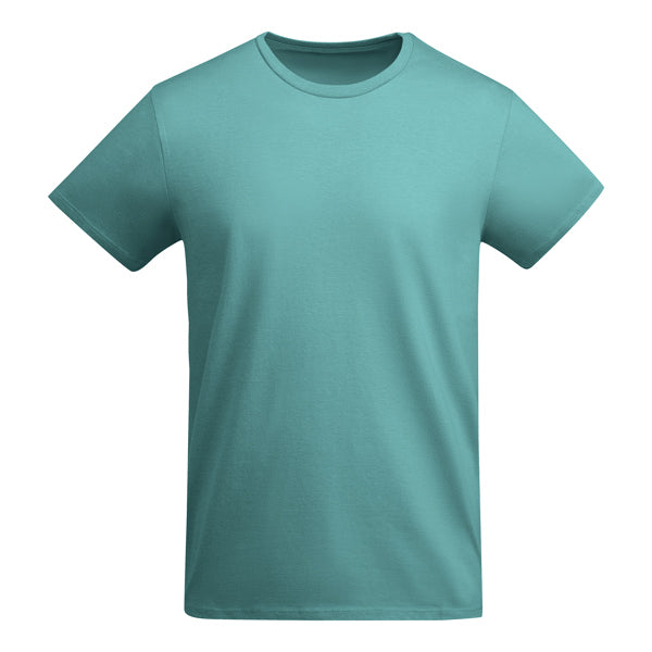 Camiseta manga corta BREDA personalizable online — azul dusty, taller en Madrid