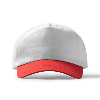 Gorras FREYA en color blanco/rojo para personalizar con tu logo, nombre o foto