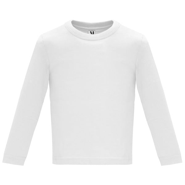 Camiseta manga larga BABY L/S en color blanco — estampación y bordado de tu diseño