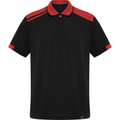 Polo manga corta SAMURAI en color negro/rojo — estampación y bordado de tu diseño