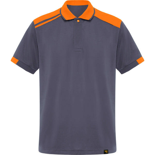 Polo manga corta SAMURAI en color plomo/naranja para personalizar con tu logo, nombre o foto