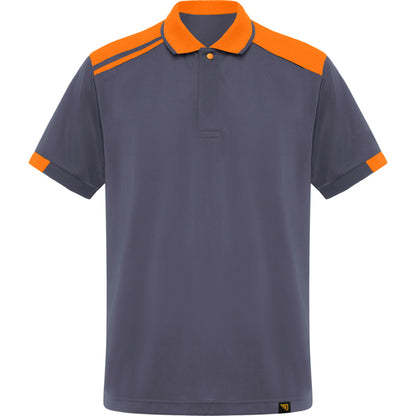 Polo manga corta SAMURAI en color plomo/naranja para personalizar con tu logo, nombre o foto