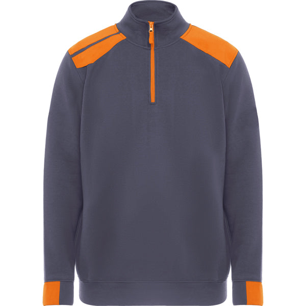 Sudadera MAVERICK en color plomo/naranja — estampación y bordado de tu diseño