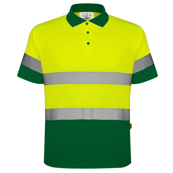 Alta Visibilidad POLARIS en color verde jardín/amarillo flúor — estampación y bordado de tu diseño