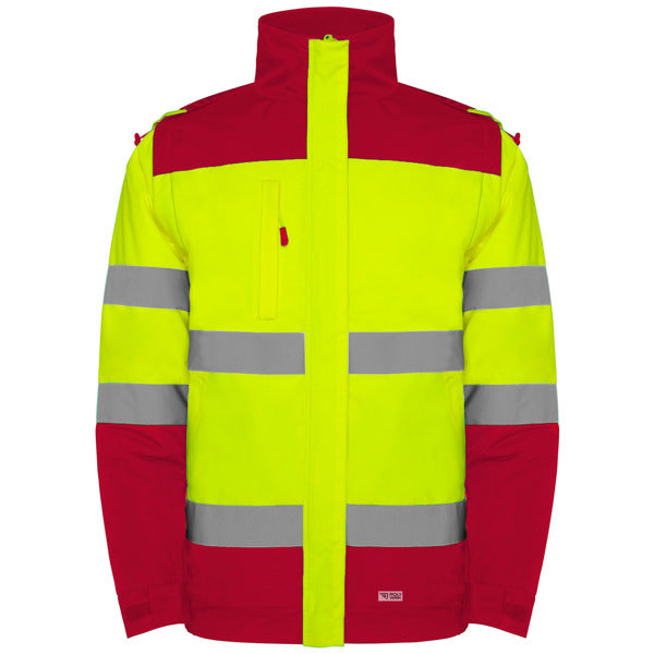 Alta Visibilidad EPSYLON en color rojo laboral/amarillo flúor, personalización a medida en Crea41