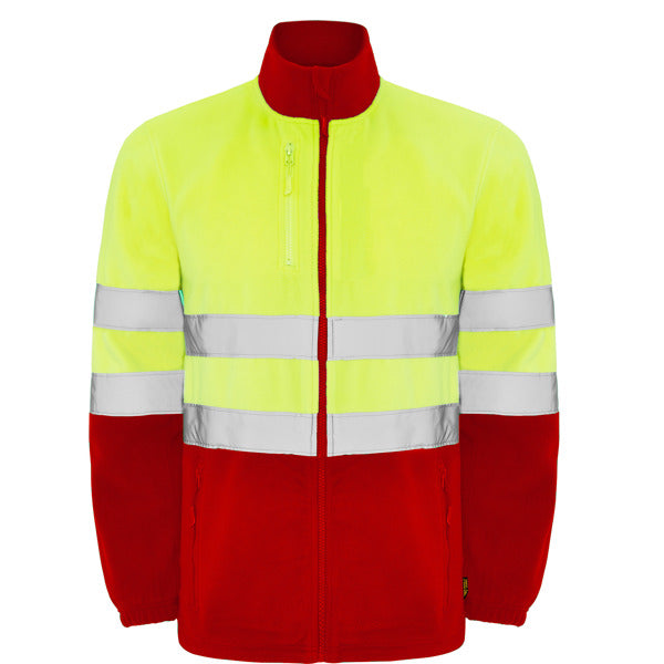 Alta Visibilidad ALTAIR en color rojo laboral/amarillo flúor, personalización a medida en Crea41
