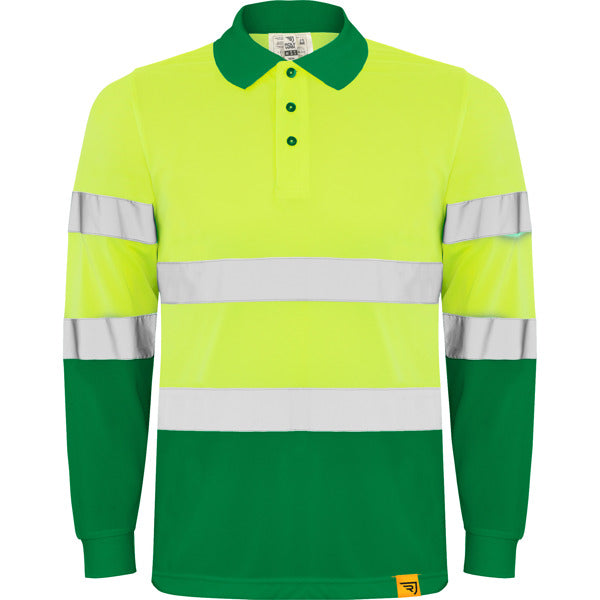 Alta Visibilidad POLARIS L/S en color verde jardín/amarillo flúor para personalizar con tu logo, nombre o foto