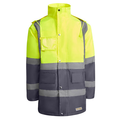 Alta Visibilidad MERAK en color plomo/amarillo fluor para personalizar con tu logo, nombre o foto