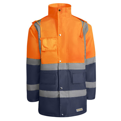 Alta Visibilidad MERAK personalizable online — marino/naranja fluor, taller en Madrid