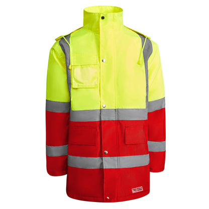 Alta Visibilidad MERAK en color rojo laboral/amarillo flúor para personalizar con tu logo, nombre o foto