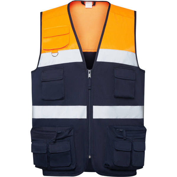 Alta Visibilidad BETA en color marino/naranja fluor para personalizar con tu logo, nombre o foto